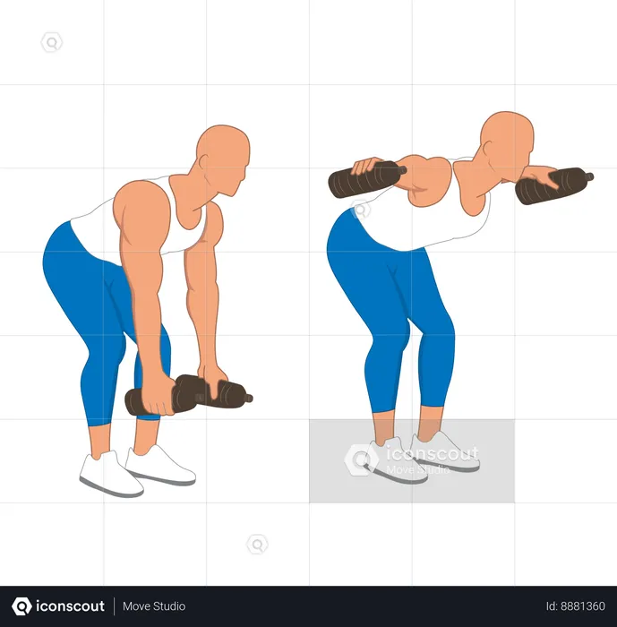 Fitness man doing back fly  Illustration