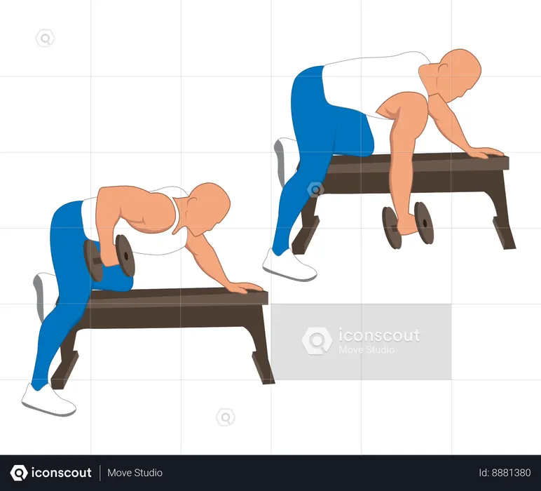 Fitness man doing back kick dumbbell  Illustration