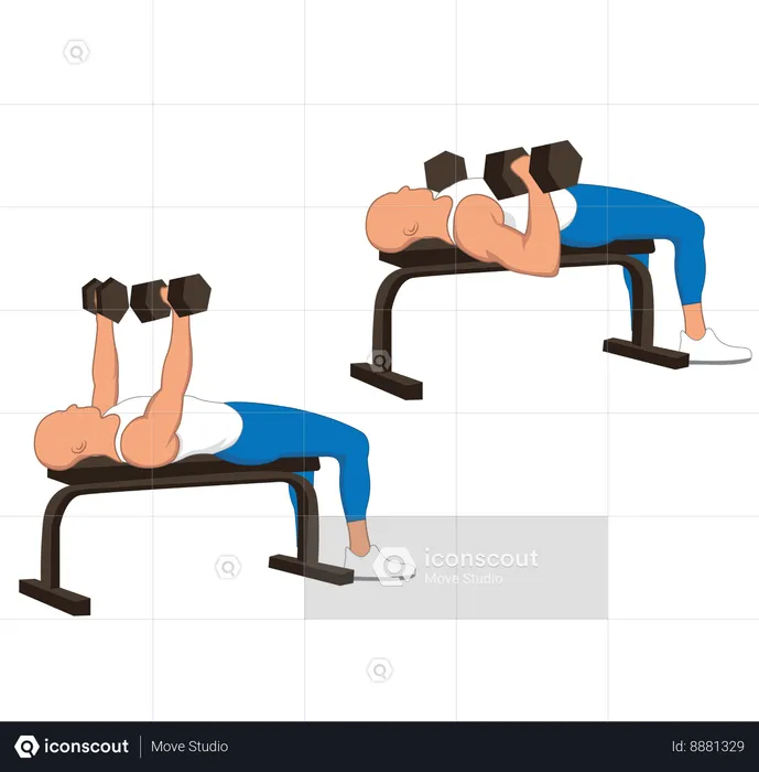 Fitness man doing chest dumbbell press  Illustration