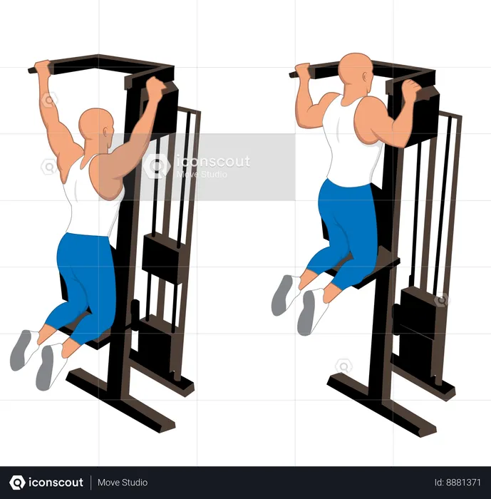 Fitness man doing machine pushup  Illustration