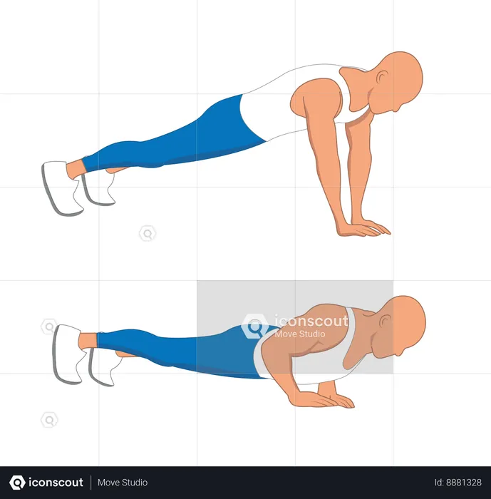 Fitness man doing pre workout pushup  Illustration