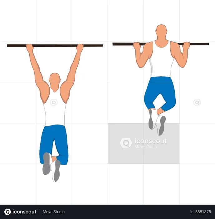 Fitness man doing Pull up bar excercise  Illustration