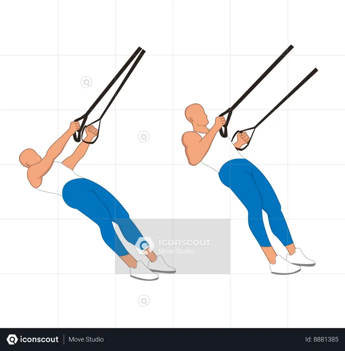 Fitness man doing pulley push up  Illustration