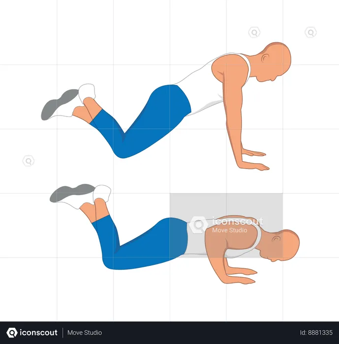 Fitness man doing push up close leg grip  Illustration