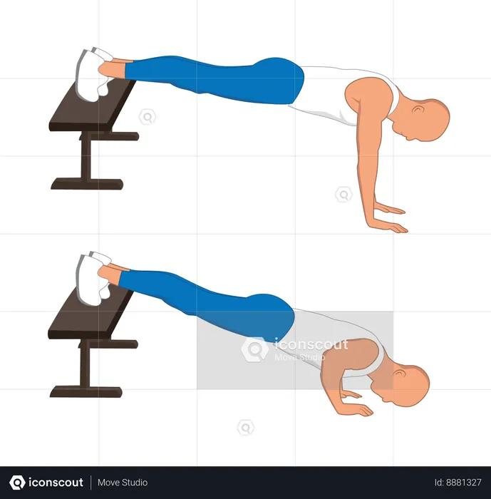 Fitness man doing doing pushup for chest  Illustration