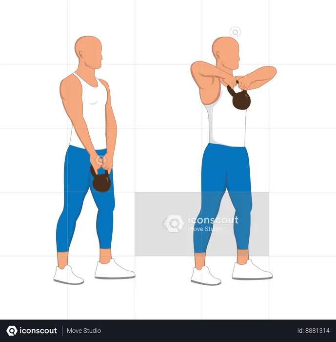 Fitness man doing shoulder exercise  Illustration