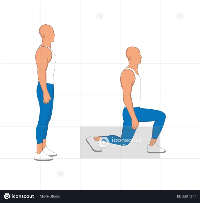 Fitness man doing squats  Illustration