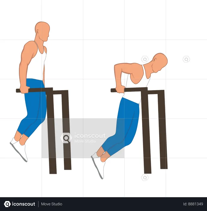 Fitness man doing tricep exercise  Illustration