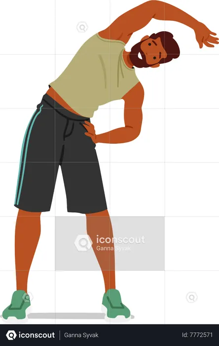 Fitness Man performs tilt exercises  Illustration