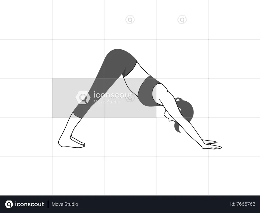 Mulher fitness fazendo Adho Mukha Svanasana  Ilustração