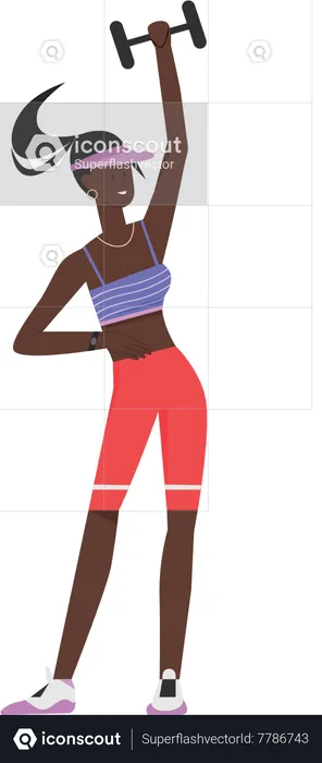 Fitness trainer holding barbell  Illustration