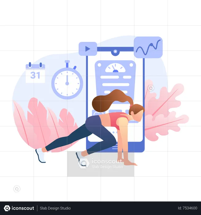 Fitness woman doing gym workout  Illustration