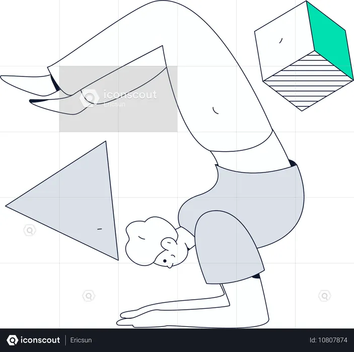 Fitness woman Doing Hand Stand  Illustration