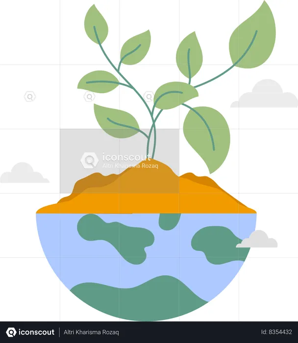 Flat earth with trees  Illustration