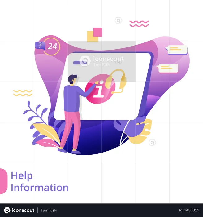 Flat Illustration of Help Information  Illustration