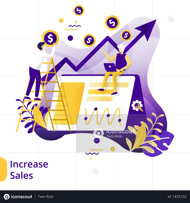 Flat Illustration of Increase Sales  Illustration