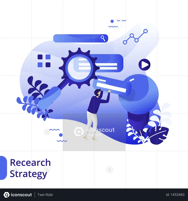 Flat Illustration of Research Strategy  Illustration
