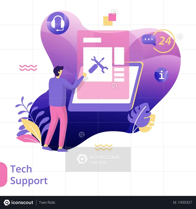 Flat Illustration of Tech Support  Illustration