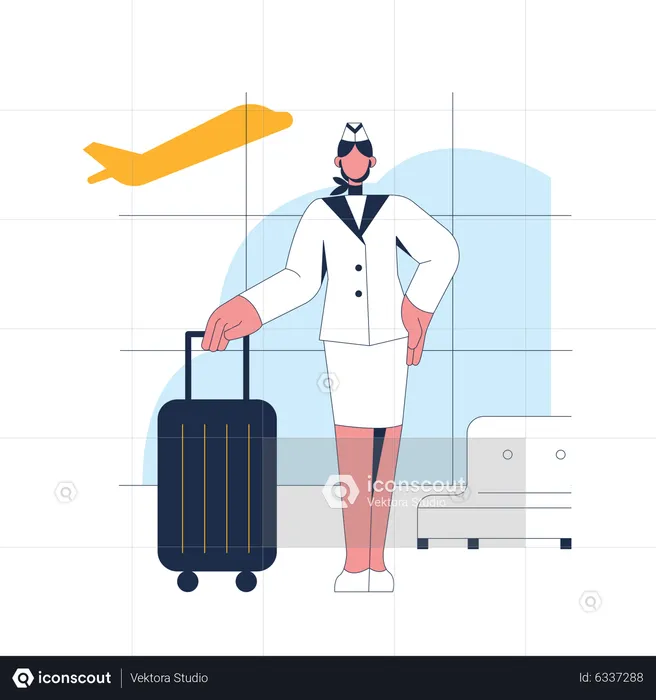 Flight Attendant  Illustration