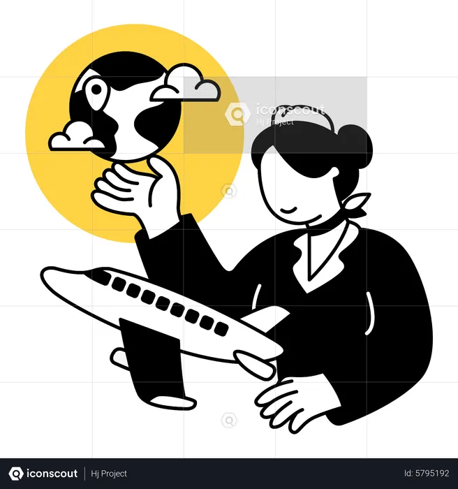 Flight attendant explains the purpose of the flight  Illustration