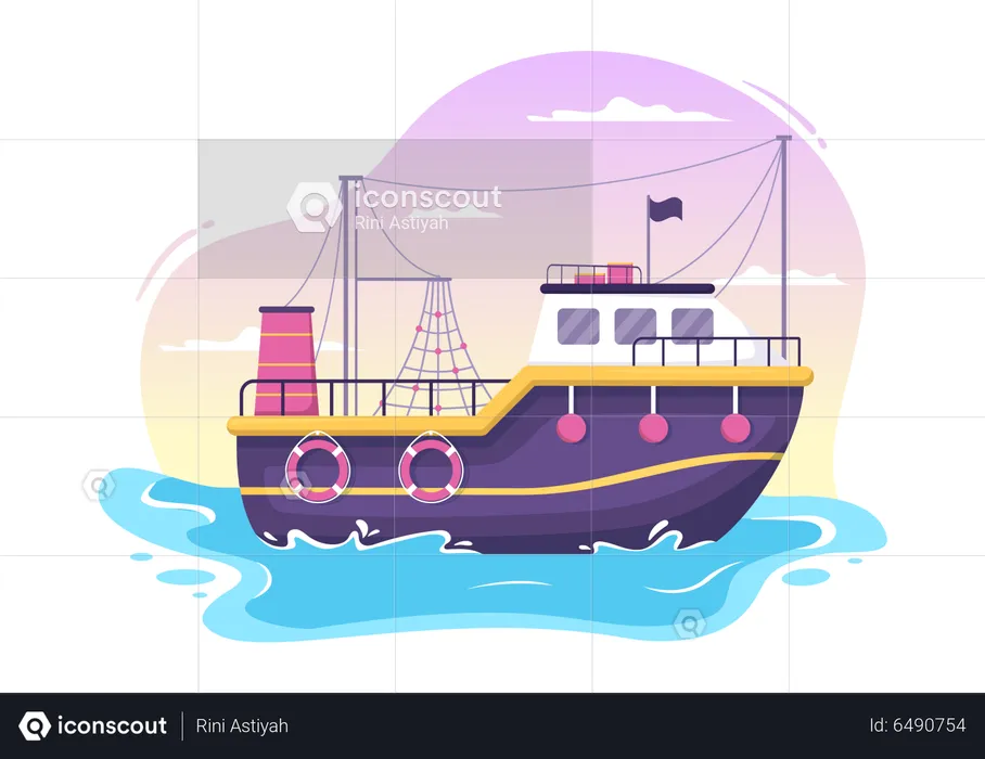 Floating Boat  Illustration
