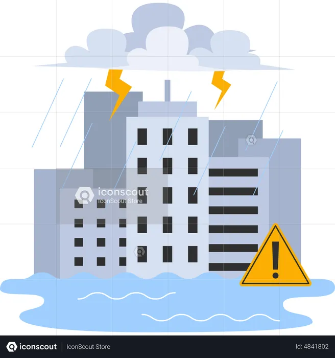 Flood in city  Illustration