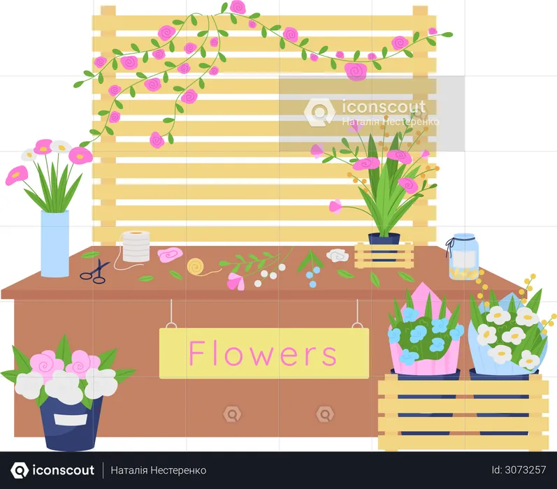 Florist workshop  Illustration