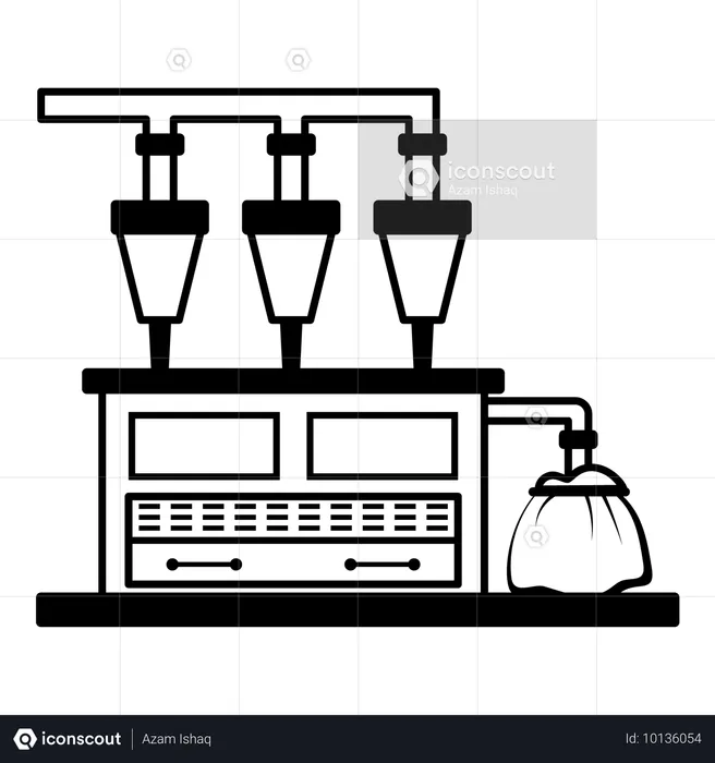 Flour sifted during bakery production  Illustration