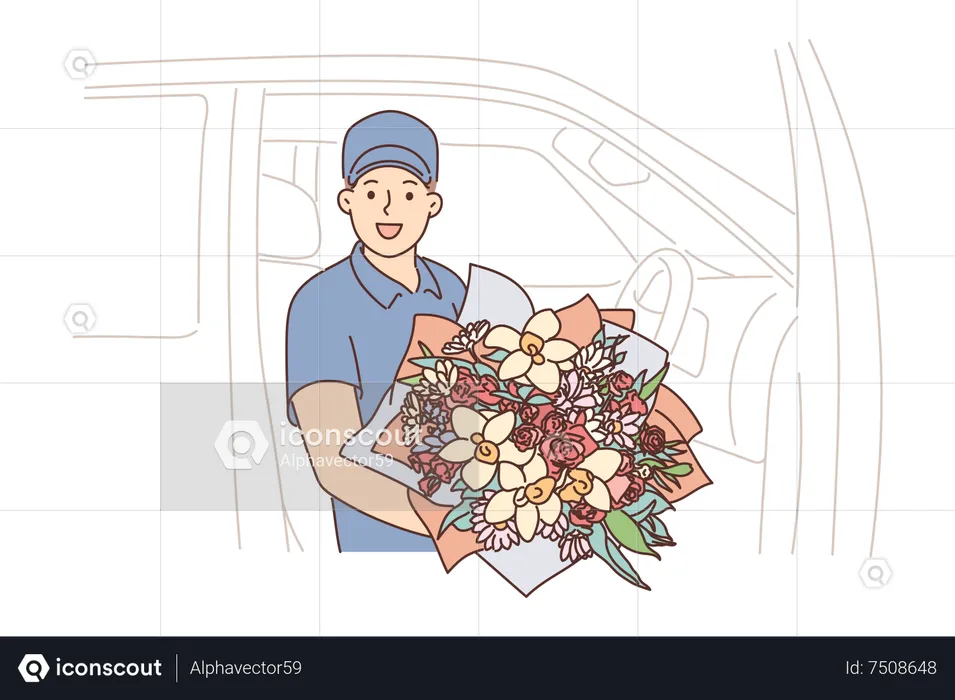 Flower delivery  Illustration