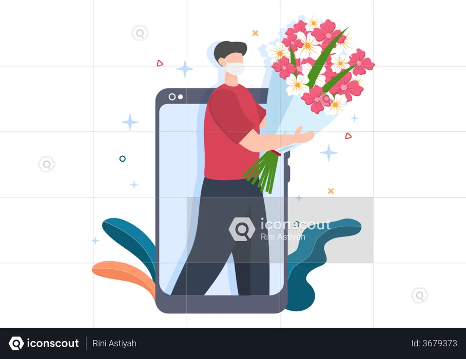 Best Flower Delivery app Illustration download in PNG & Vector format