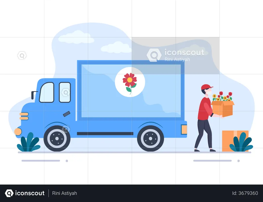 Flower Deliveryman  Illustration