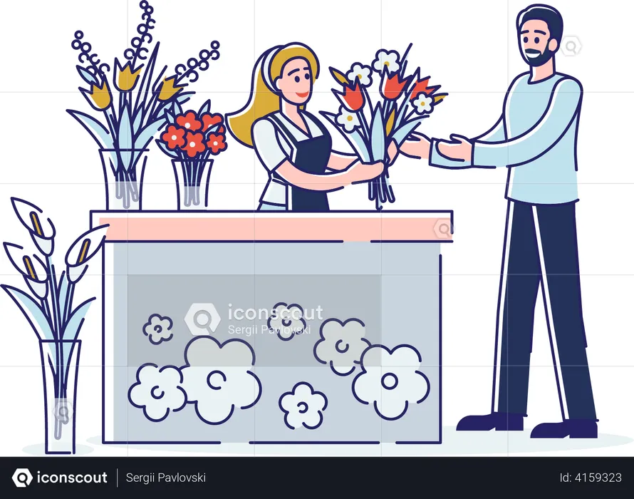 Flower shop stall  Illustration