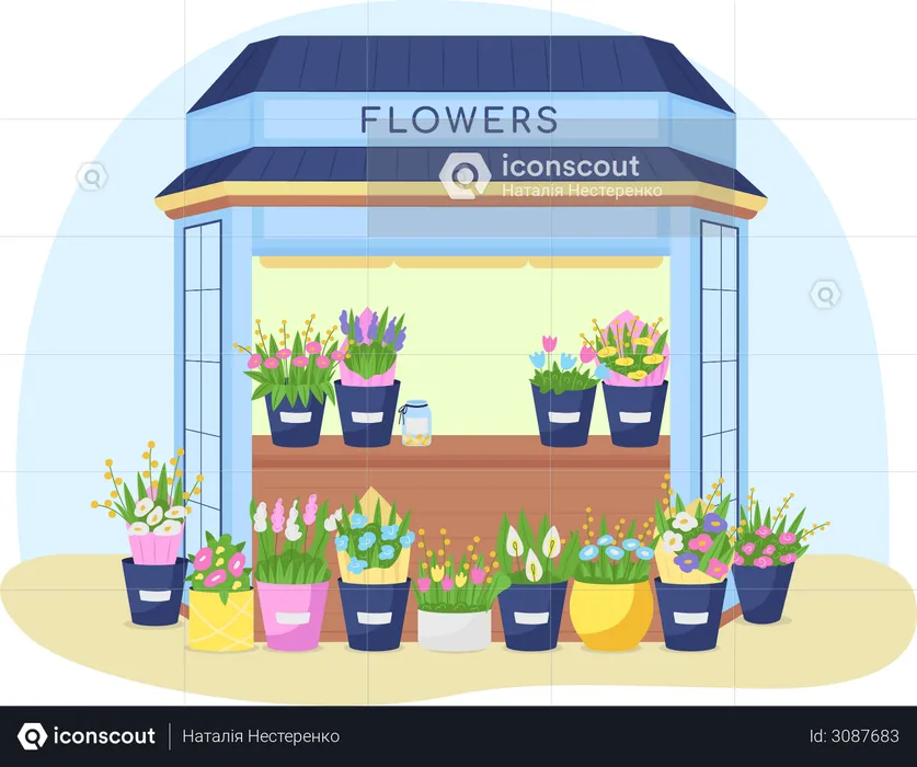 Flowers kiosk  Illustration
