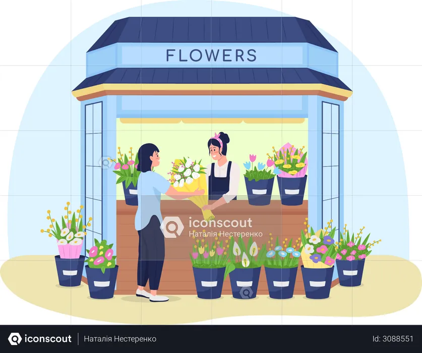 Flowers kiosk  Illustration