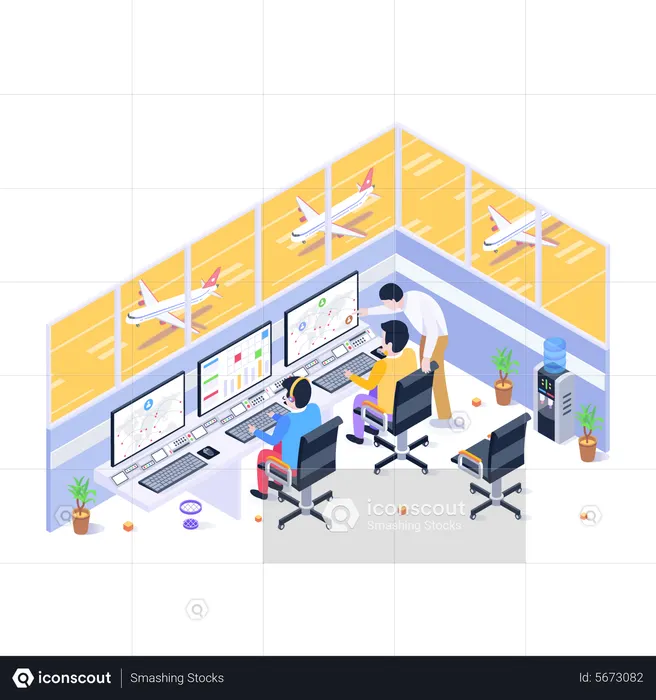 Kontrollraum am Flughafen  Illustration