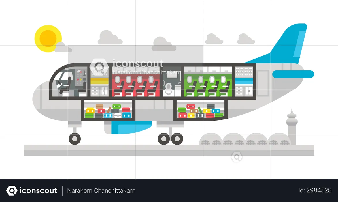 Flugzeuginnenraum  Illustration