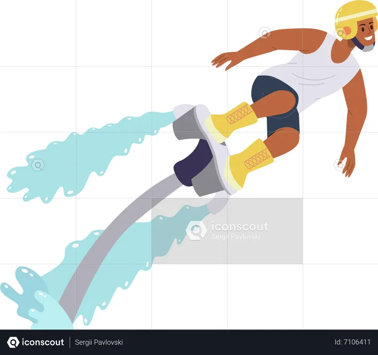 Flyboarding man enjoying extreme water sports  Illustration
