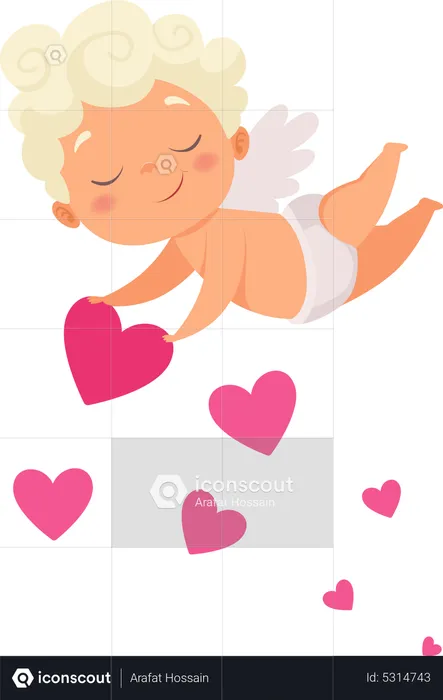 Flying baby cupid  Illustration