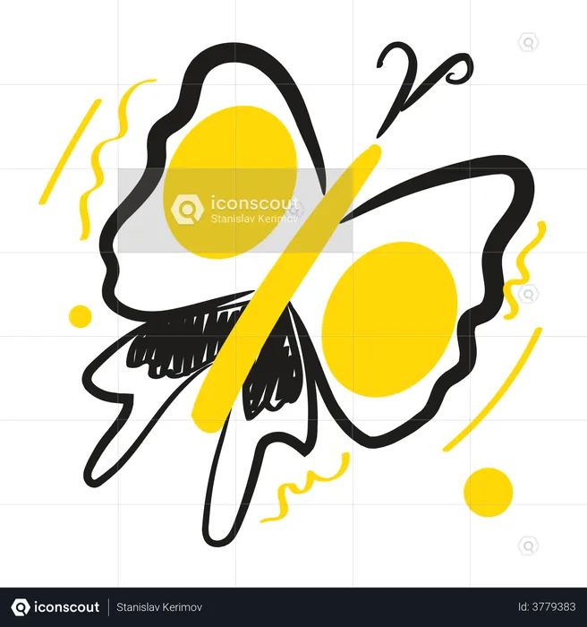Flying butterfly with discount  Illustration