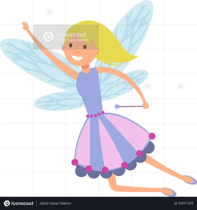 Flying fairies in dresses  Illustration