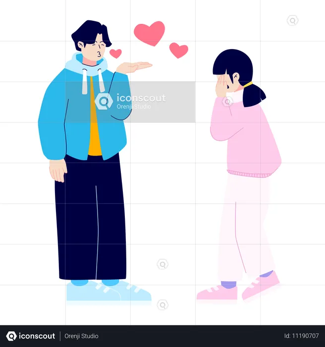 Flying Kiss couple  Illustration