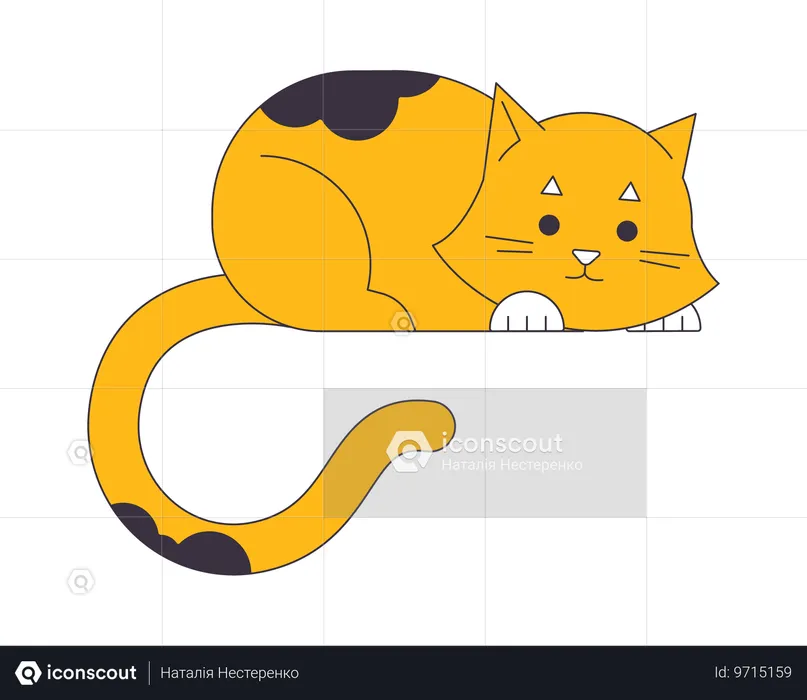 Lindo gato ruivo sentado  Ilustração