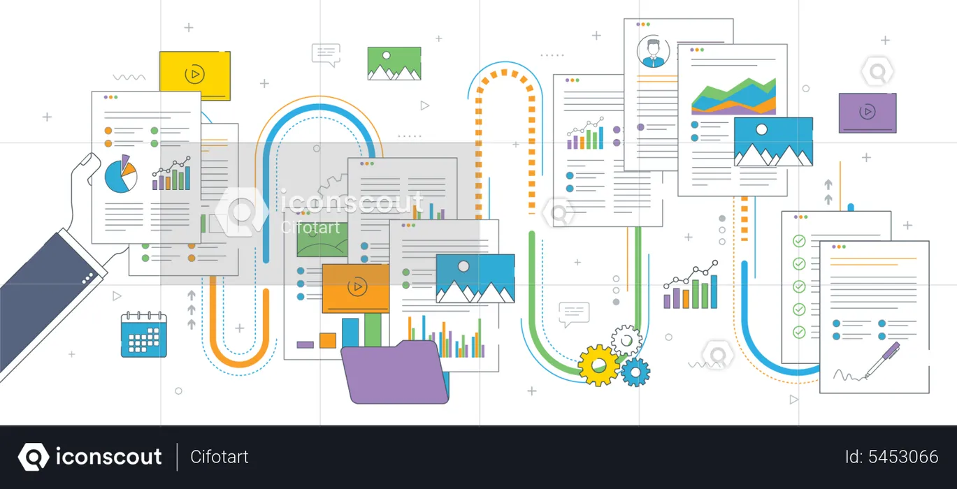 Folder with financial documents  Illustration