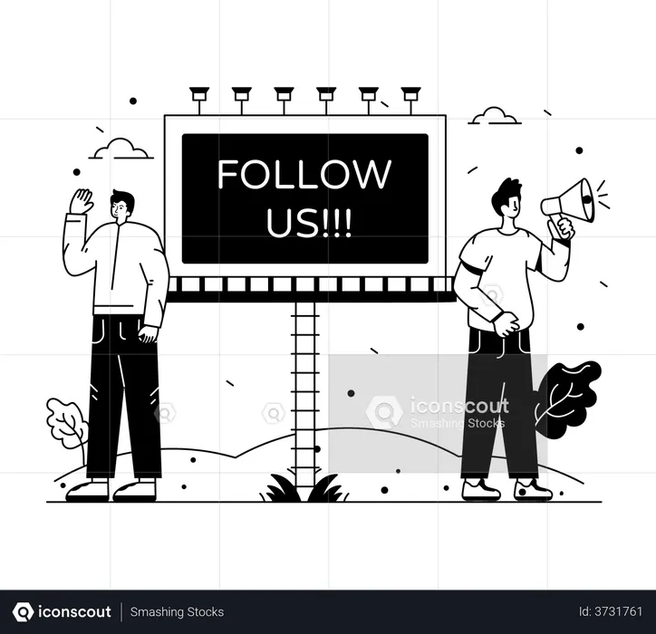 Follow Us Billboard  Illustration