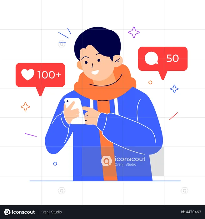 Follower Giving Like to Media Blogger  Illustration