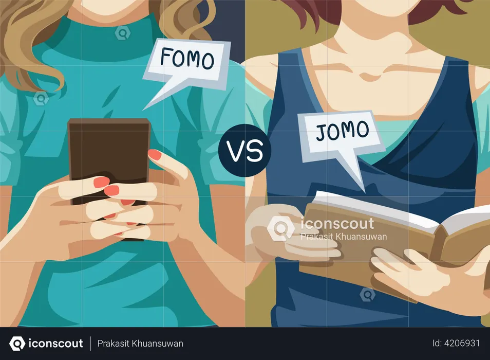 FOMO vs JOMO  Illustration