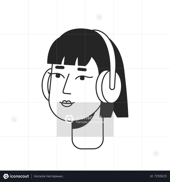 Garota de fones de ouvido  Ilustração
