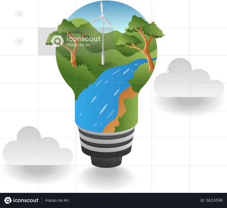 Fonte de energia renovável  Ilustração