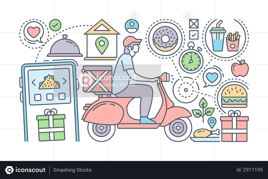 Food Delivery App  Illustration