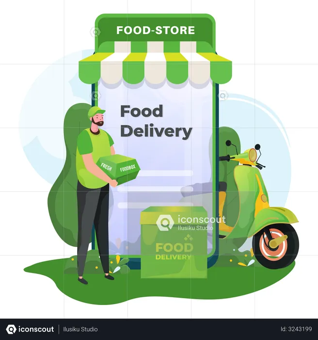 Food delivery courier  Illustration